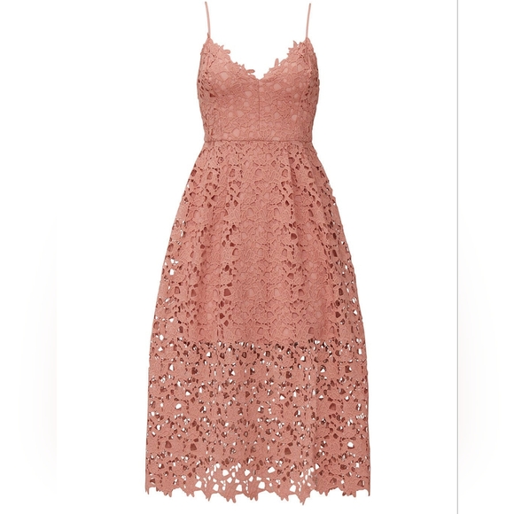 ASTR The Label Lace A Line Midi Dress Pink Mauve Size: Medium - Picture 14 of 16